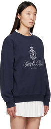 Sporty & Rich Navy Vendome Embroidered Crewneck Sweatshirt