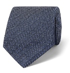 TOM FORD - 8cm Herringbone Woven Silk and Cotton-Blend Tie - Navy