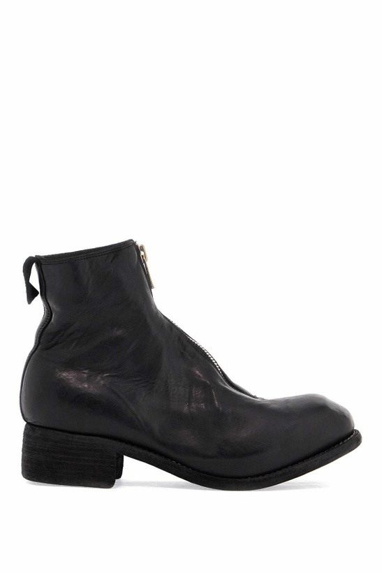 Photo: GUIDI unisex leather boots in black horse and calfskin with metal zip Black