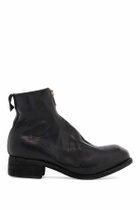 GUIDI unisex leather boots in black horse and calfskin with metal zip Black