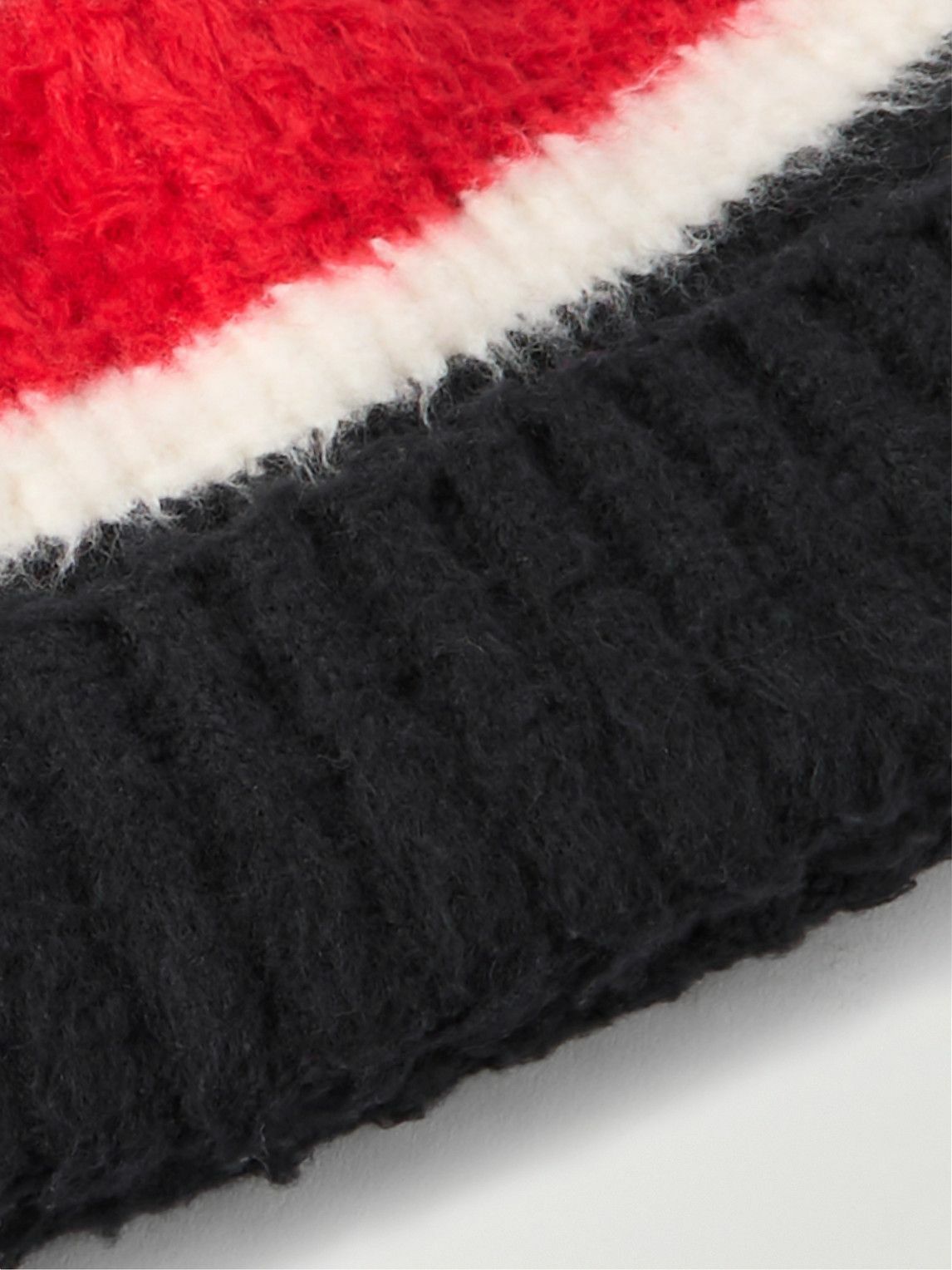 CELINE - Striped Ribbed Brushed-Cotton Beanie