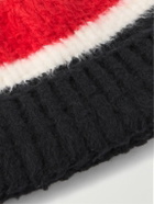 CELINE - Striped Ribbed Brushed-Cotton Beanie