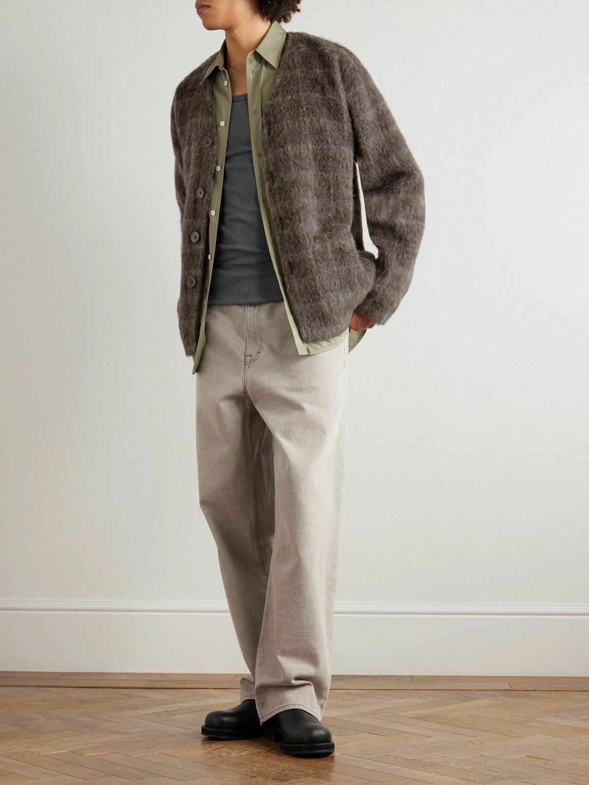Our Legacy - Checked Brushed-Knit Cardigan - Brown Our Legacy