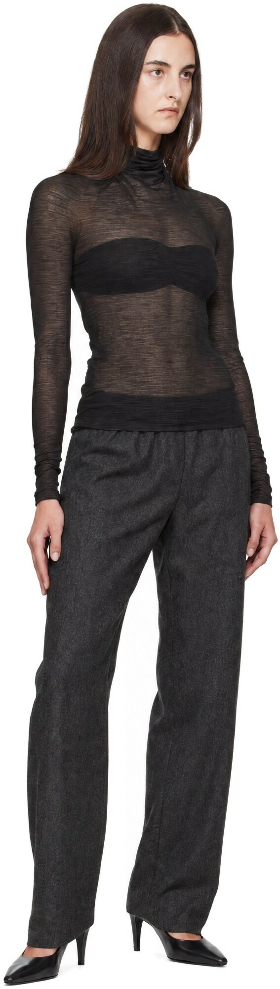 Victoria Beckham Black Draped Turtleneck