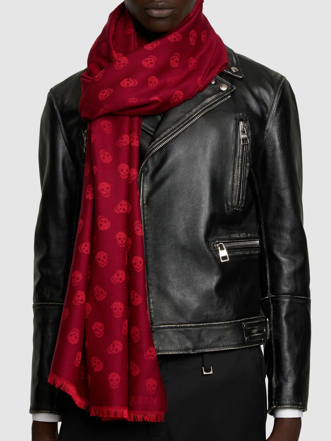 ALEXANDER MCQUEEN - All Over Skull Wool & Silk Scarf