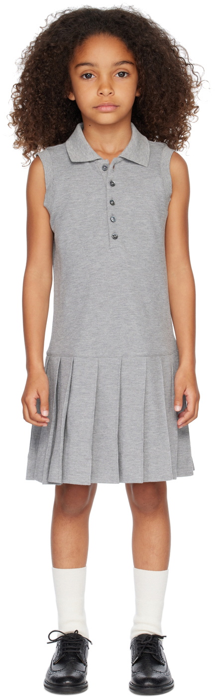 ★THOM BROWNE★ Pique Lip Gusset Tennis Dress Light Grey FJD Thom Browne Women's Flared Tennis RWB Stripe Pique Mini