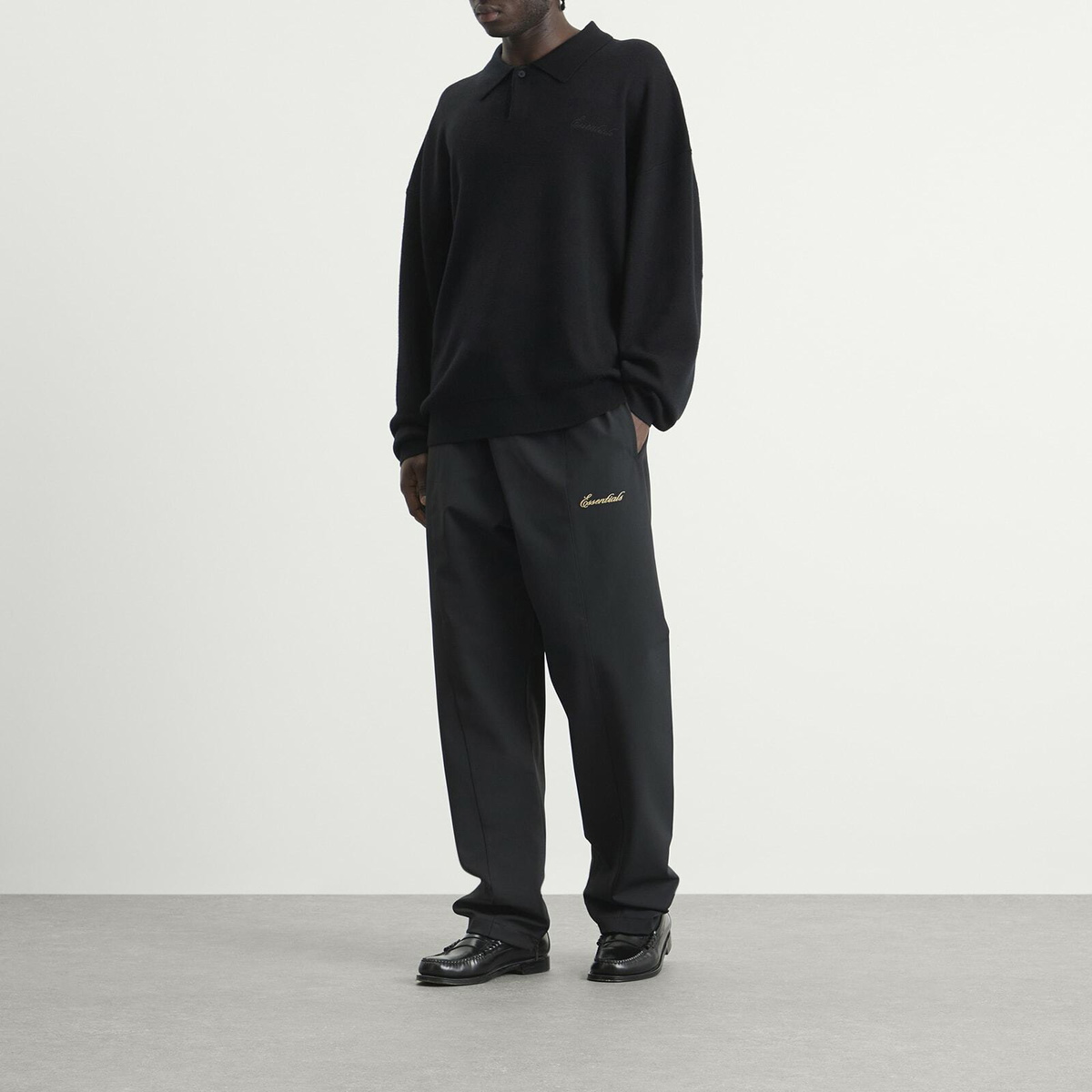 Fear of God ESSENTIALS Men's Signature 90s Knit Polo in Vintage Black