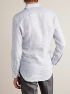 Etro - Slim-Fit Logo-Embroidered Striped Linen Shirt - Blue