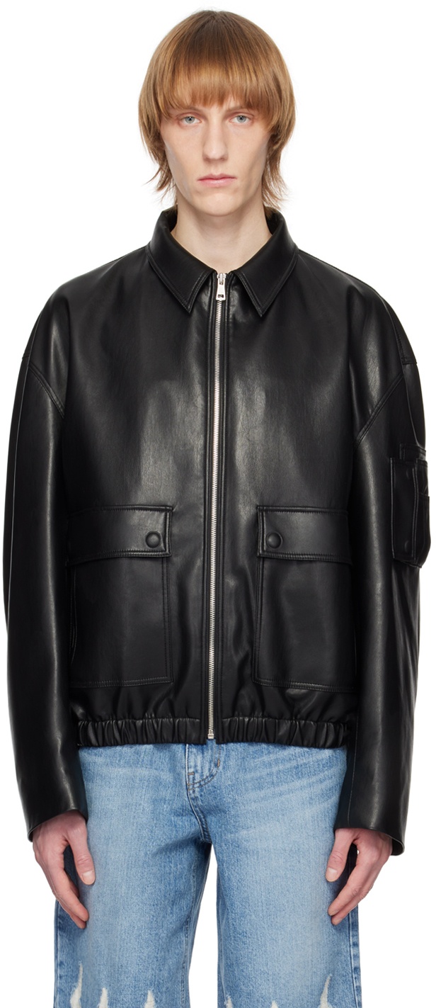 System SSENSE Exclusive Black Faux-Leather Jacket System