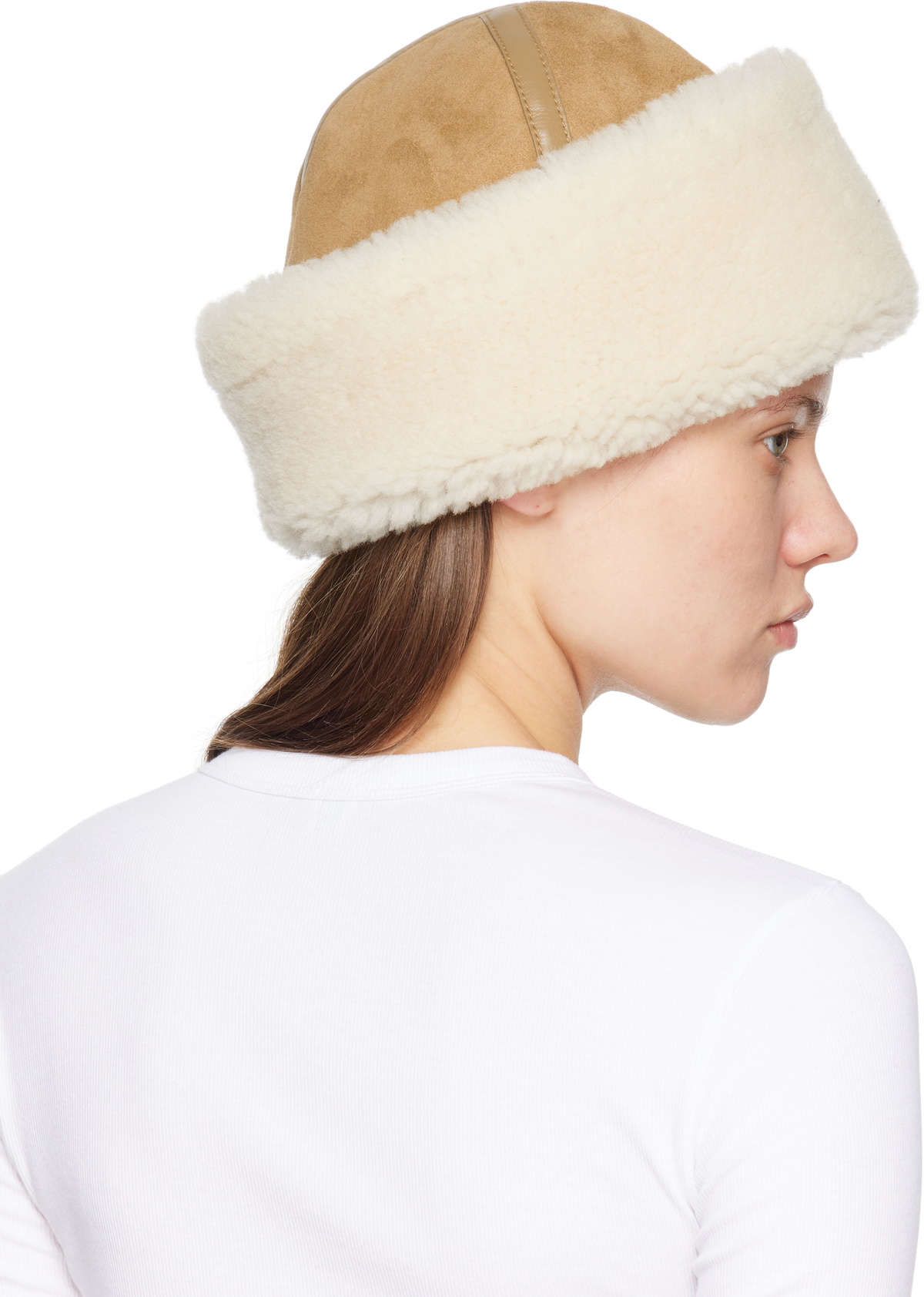TOTEME Beige Shearling Winter Hat Toteme