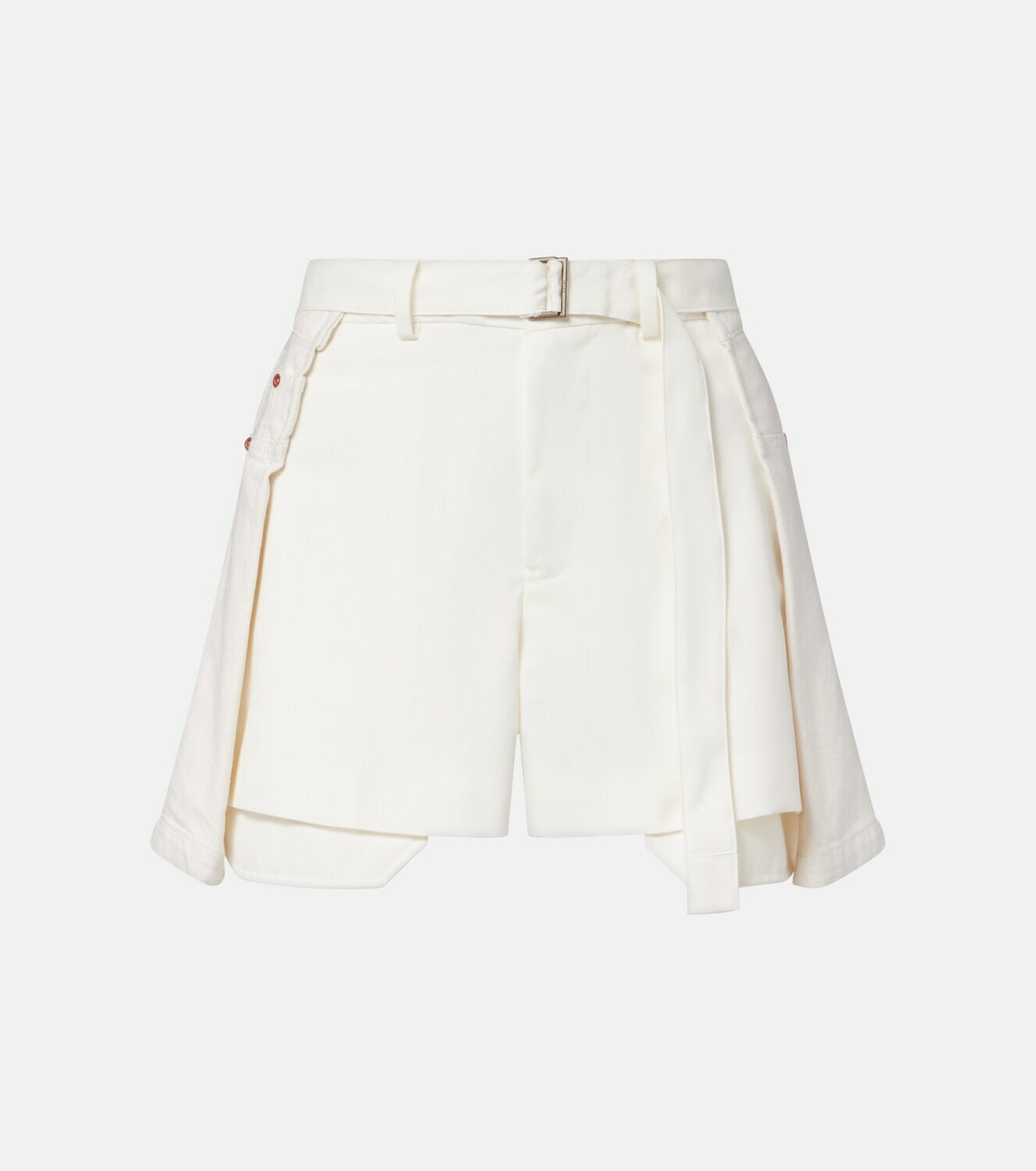 Sacai Paneled denim shorts