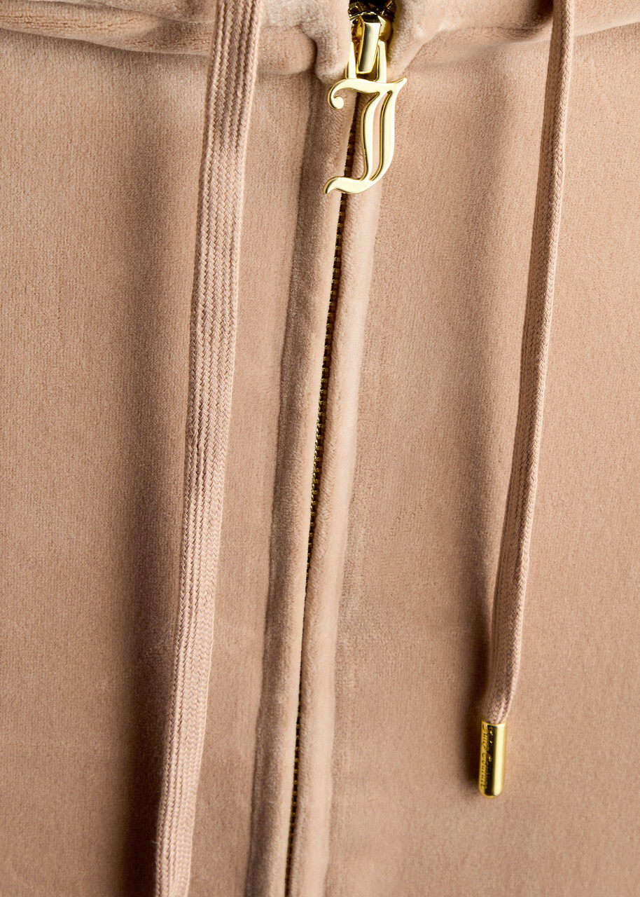 Juicy Couture Robertson Hooded Velour Sweatshirt Caramel