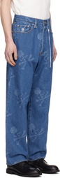 MASTERMIND WORLD Blue Monogram Straight Denim Jeans
