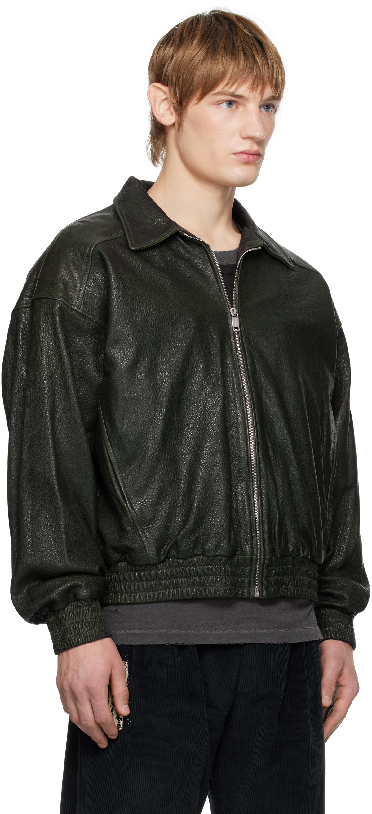 Enfants Riches Déprimés Green Painter's Wives Library Leather Jacket