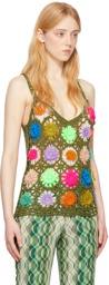 Anna Sui Multicolor Floral Crochet Vest