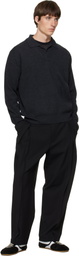 Solid Homme Gray Spread Collar Wool Polo