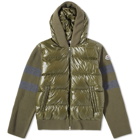 Moncler Men's Stripe Down Knit Jacket in Green