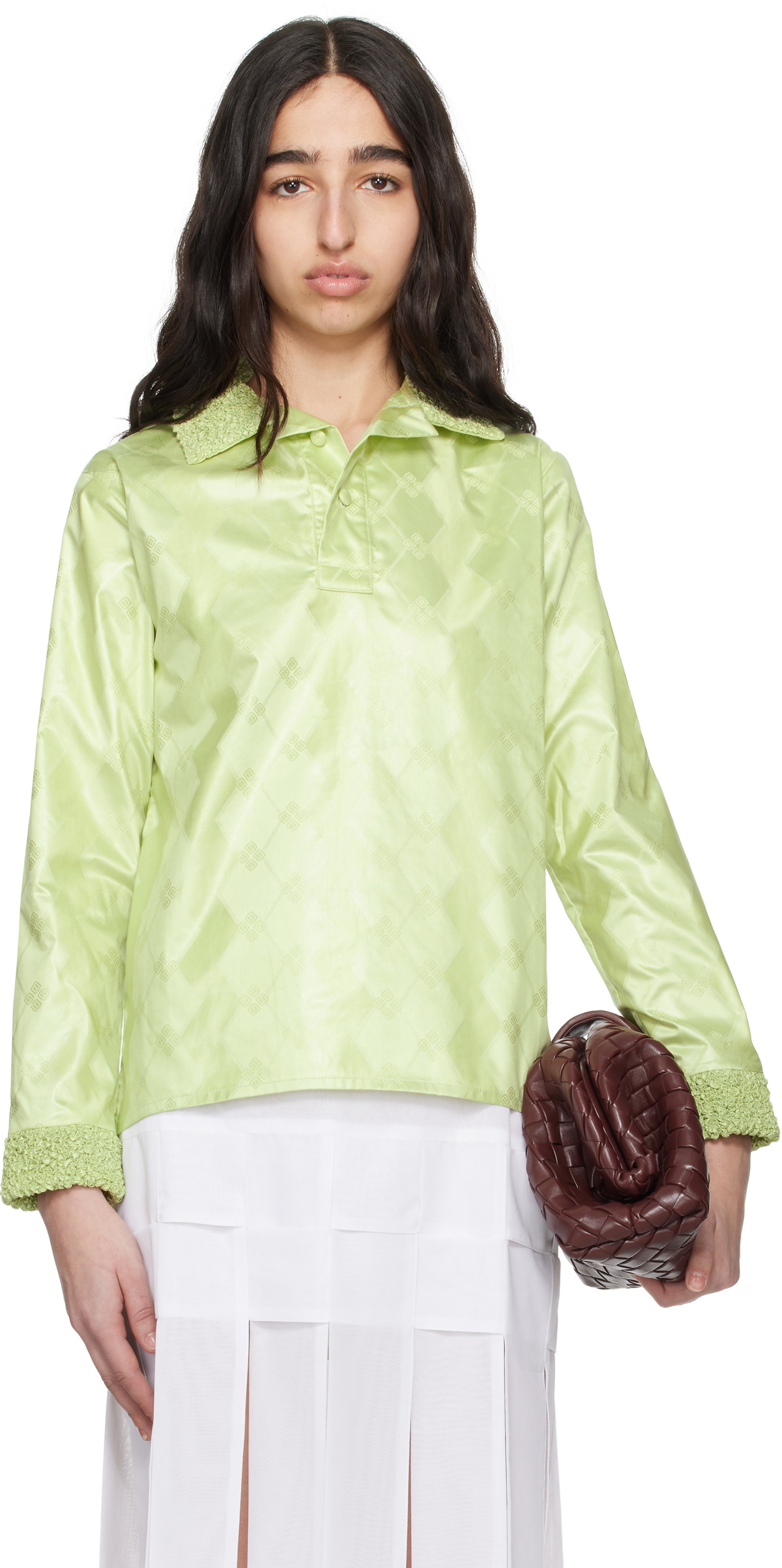 SUPER YAYA Green Bazan Long Sleeve Polo