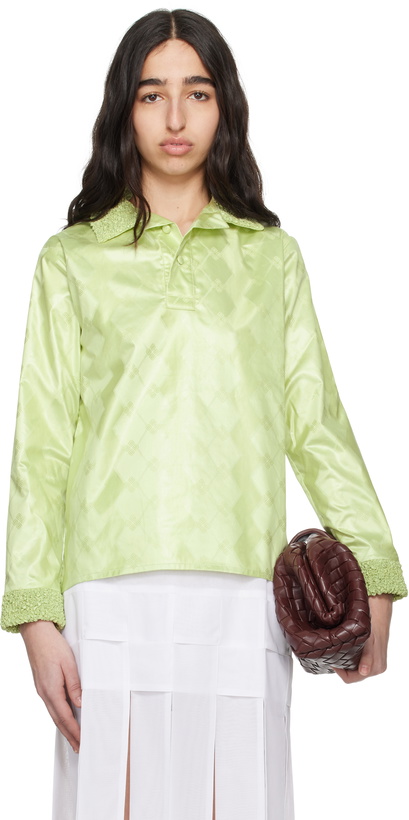 Photo: SUPER YAYA Green Bazan Long Sleeve Polo