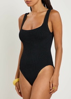 Hunza G Square-neck Crinkle Swimsuit - Black - One Size