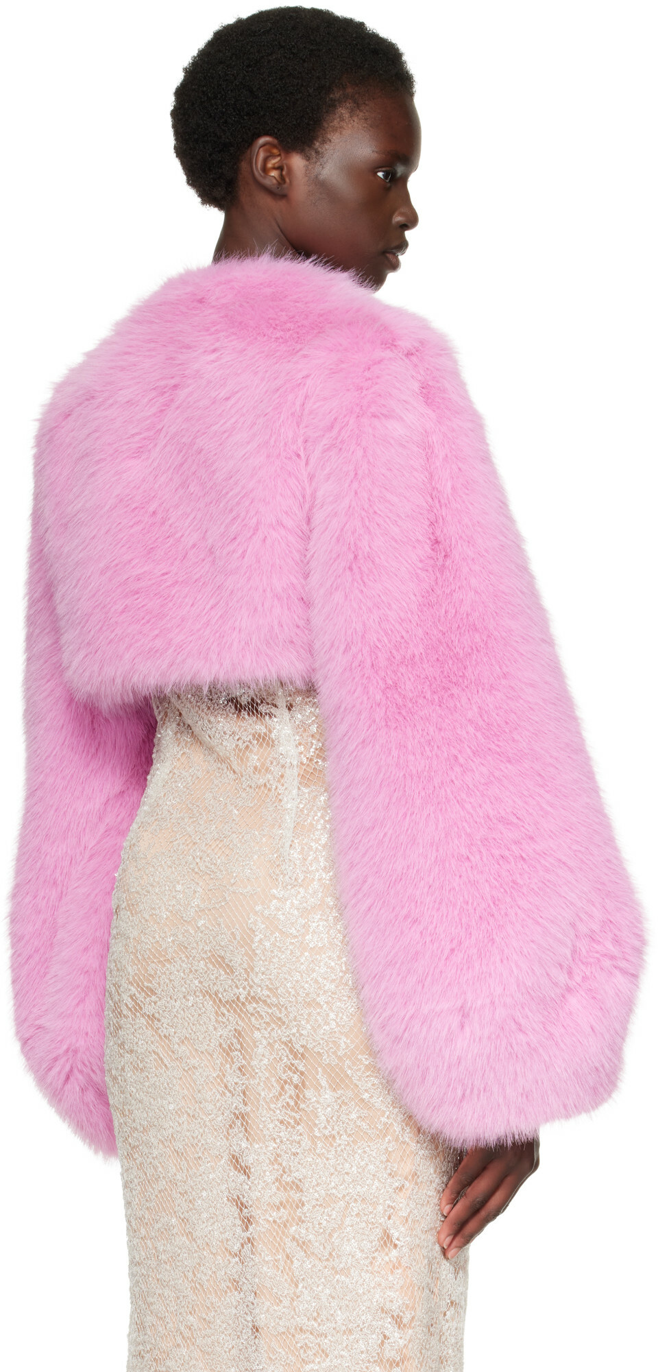 Anna Sui Pink Bloom Faux-Fur Jacket