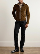 TOM FORD - Leather-Trimmed Suede Bomber Jacket - Brown