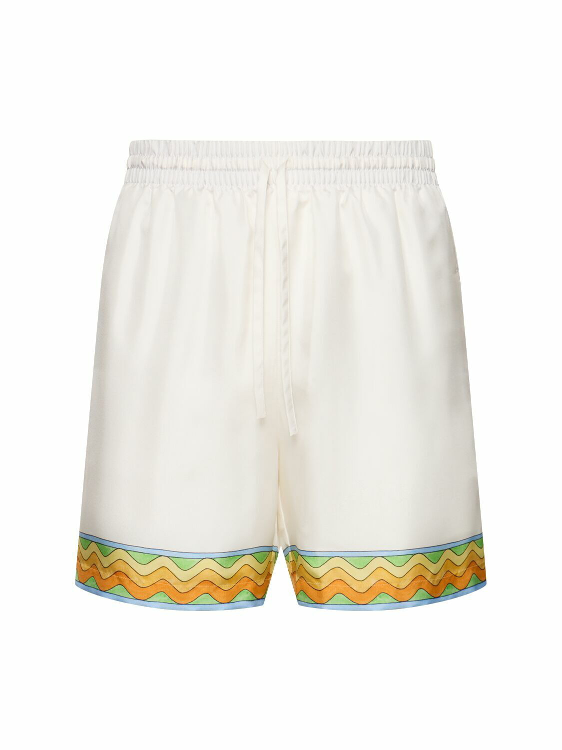 Casablanca monogram-jacquard silk shorts - White