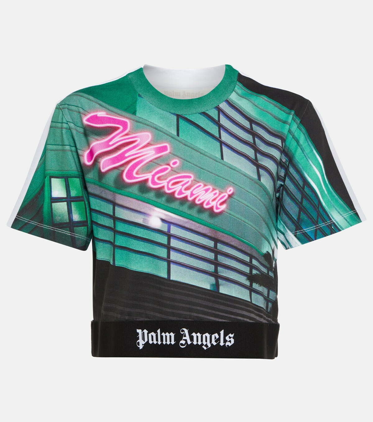 Palm Angels - Printed cropped cotton T-shirt