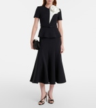 Roland Mouret Floral-appliqué crêpe midi dress