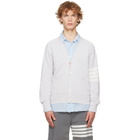 Thom Browne Gray Linen Cotton 4-Bar Relaxed Fit Cardigan