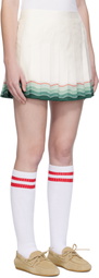 Casablanca White Tennis Pleated Silk Miniskirt