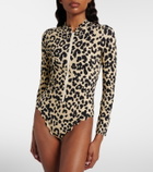 Marysia Northsea leopard-print rashguard swimsuit