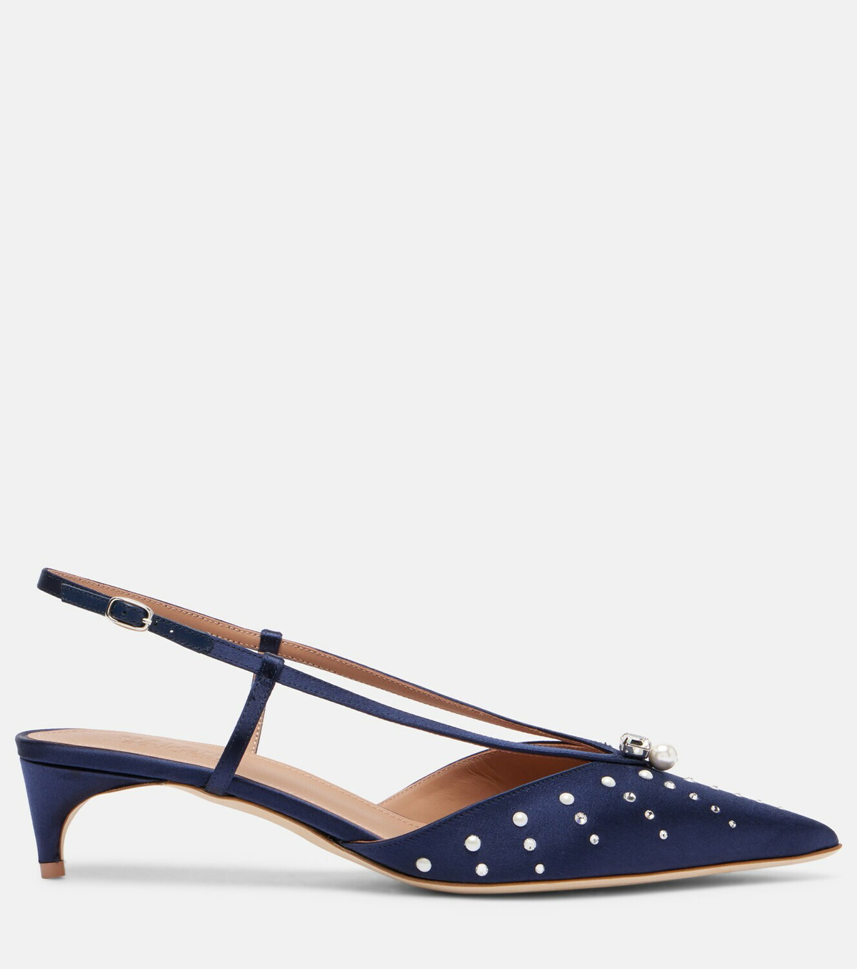 Malone Souliers Moore 40 embellished satin slingback pumps