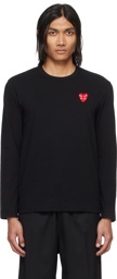 COMME des GARÇONS PLAY Black Layered Double Heart Long Sleeve T-Shirt