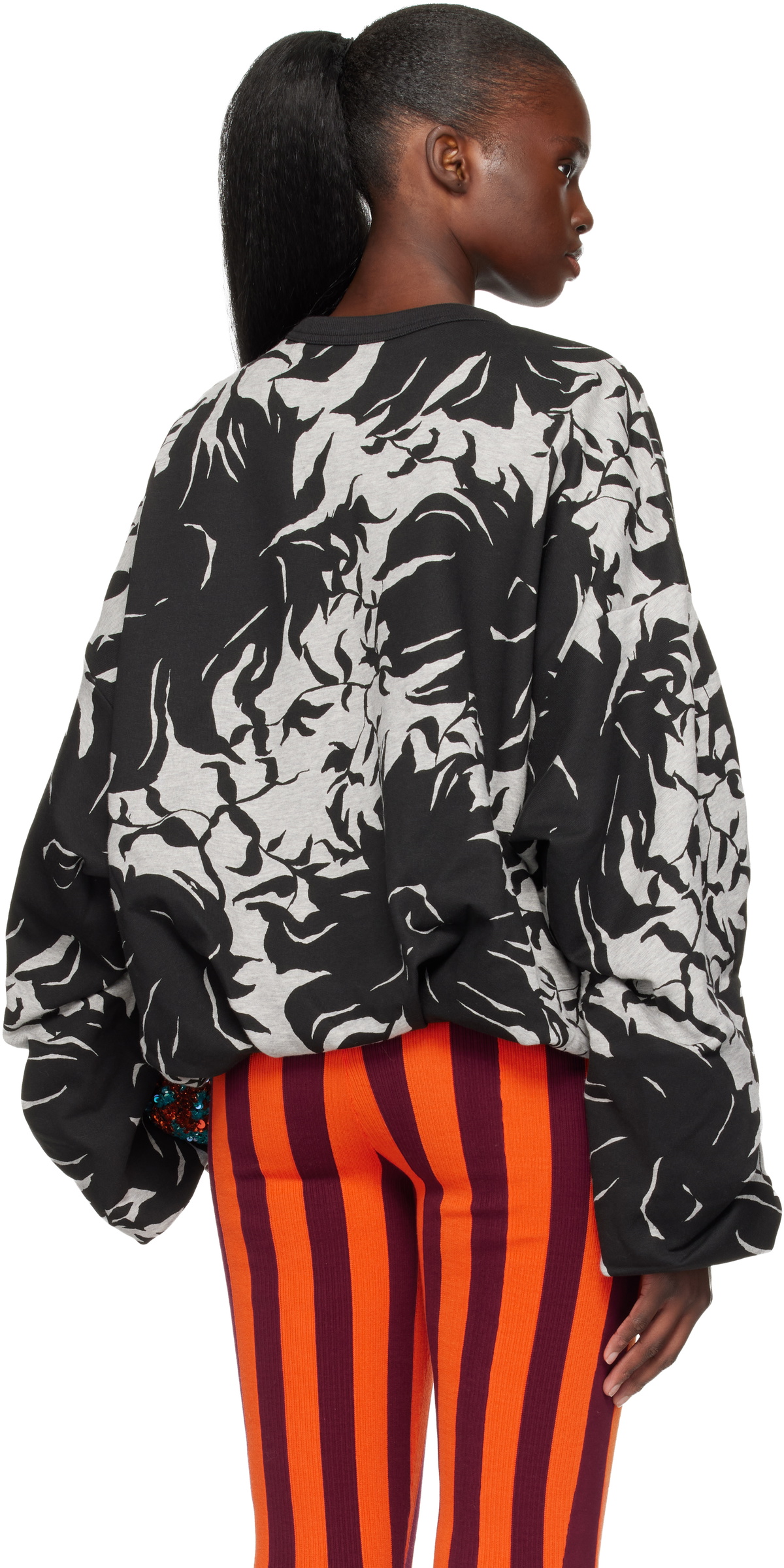 Dries Van Noten Gray & Black Draped Sweatshirt