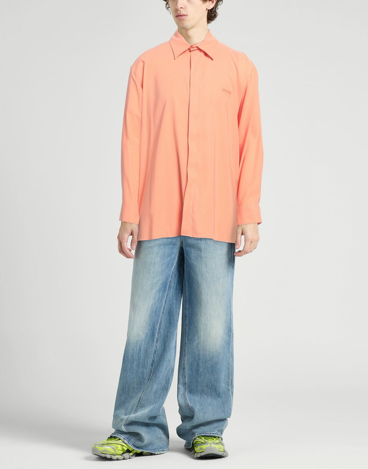 Msgm Mens Shirt in Salmon pink