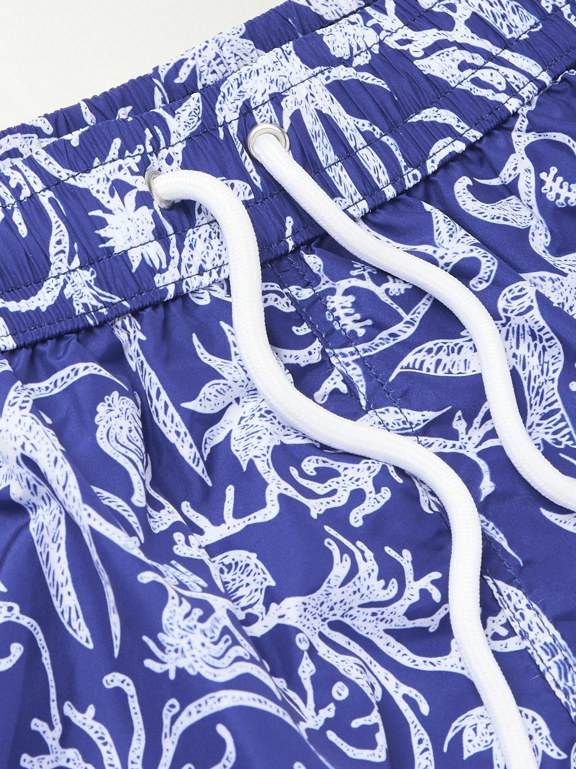 Kiton - Straight-Leg Mid-Length Printed Swim Shorts - Blue