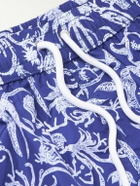 Kiton - Straight-Leg Mid-Length Printed Swim Shorts - Blue