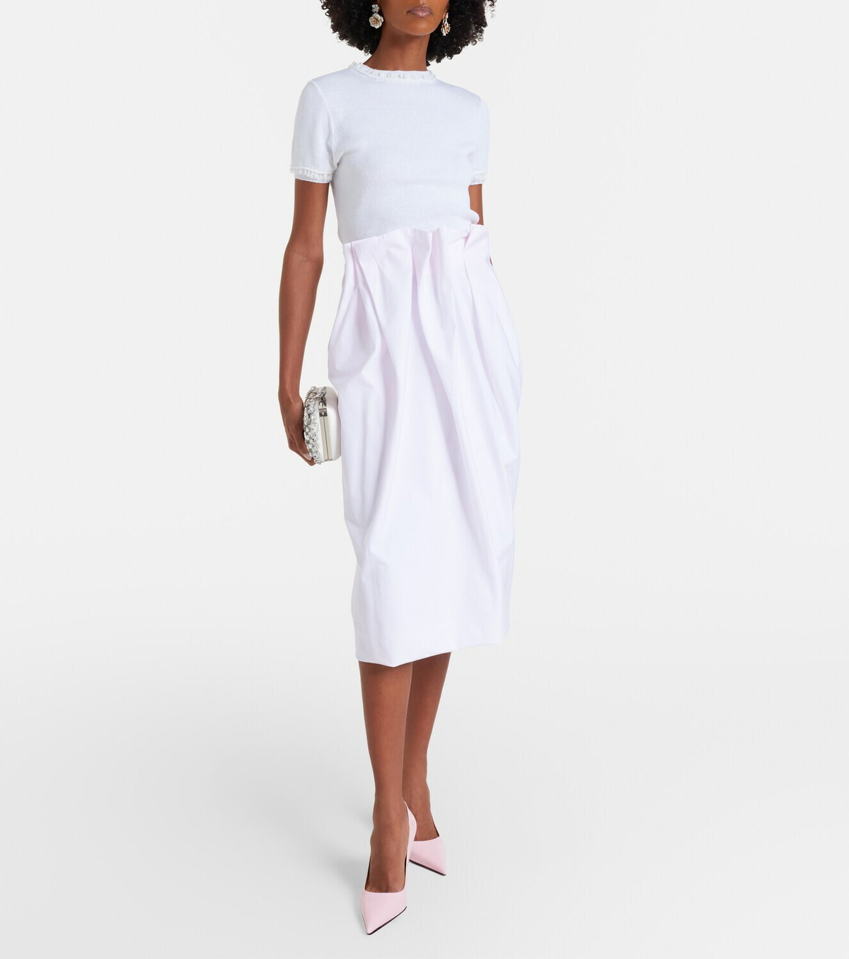 Shushu/Tong Lace-trimmed linen top