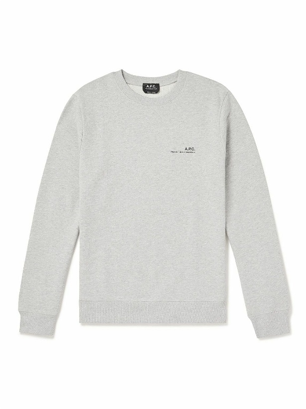 Photo: A.P.C. - Item Logo-Print Cotton-Jersey Sweatshirt - Gray