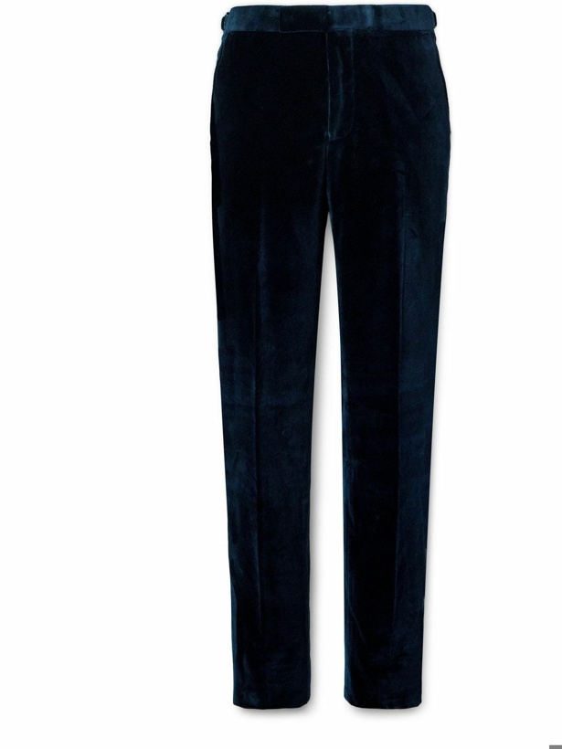 Photo: Richard James - Straight-Leg Cotton-Velvet Tuxedo Trousers - Blue