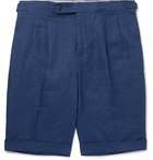 Loro Piana - Slim-Fit Pleated Linen Shorts - Blue