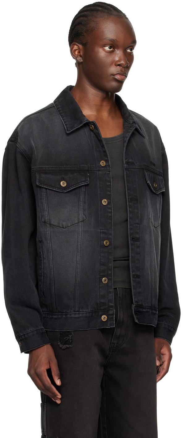 We11done Black Faded Denim Jacket We11done