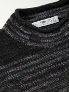 Inis Meáin - Striped Donegal Merino Wool and Cashmere-Blend Mock-Neck Sweater - Gray