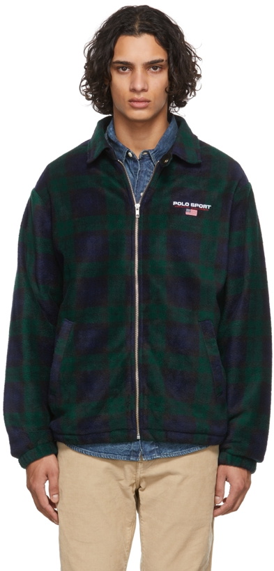 Photo: Polo Ralph Lauren Navy & Green Fleece Check Jacket