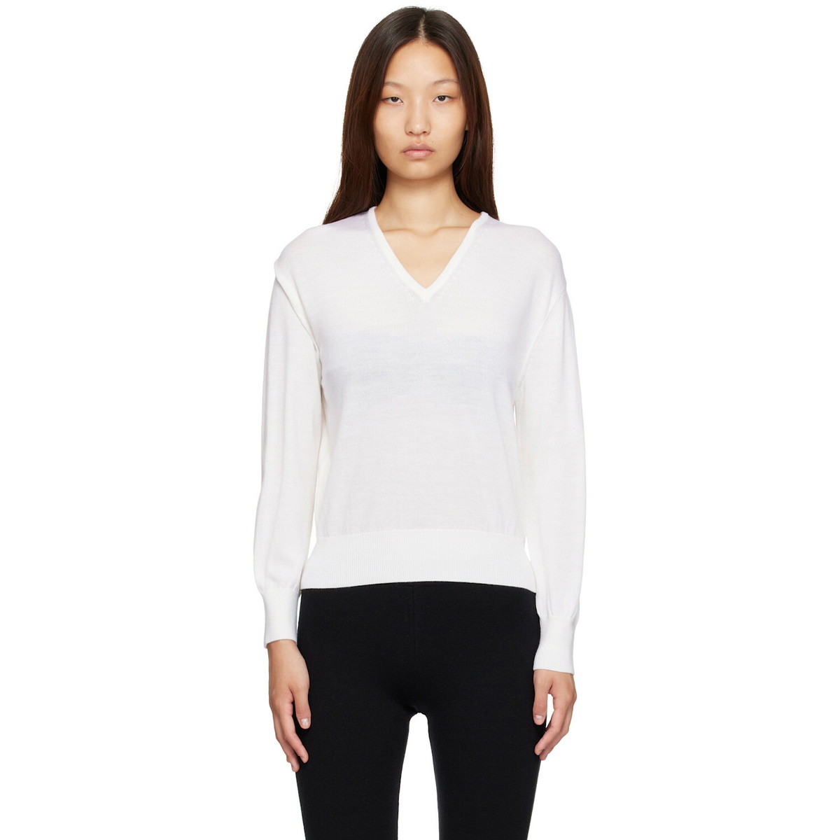 Nothing Written White Sane V-neck Sweater
