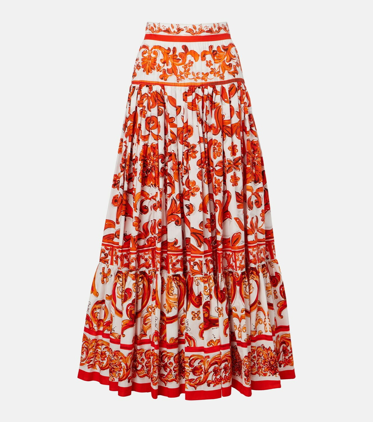 Dolce&Gabbana Majolica cotton poplin midi skirt