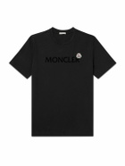 Moncler - Logo-Flocked Appliquéd Cotton-Jersey T-Shirt - Black