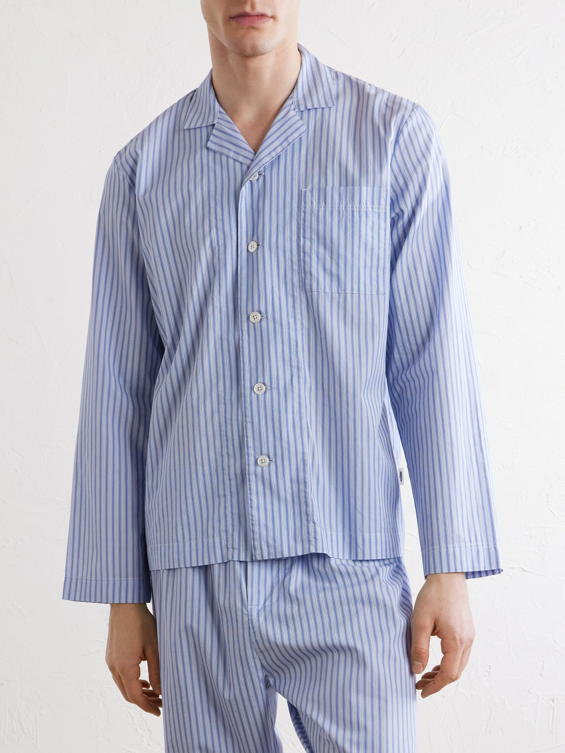 TEKLA - Camp-Collar Striped Organic Cotton Pyjama Shirt - Blue