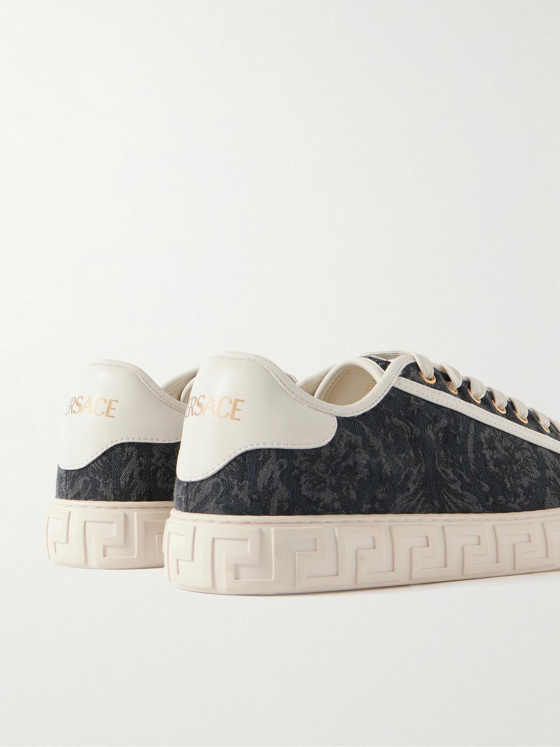 Versace - Greca Baroque Panelled Jacquard Sneakers - Gray